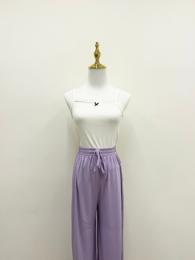 休閒百搭薄身高腰長褲