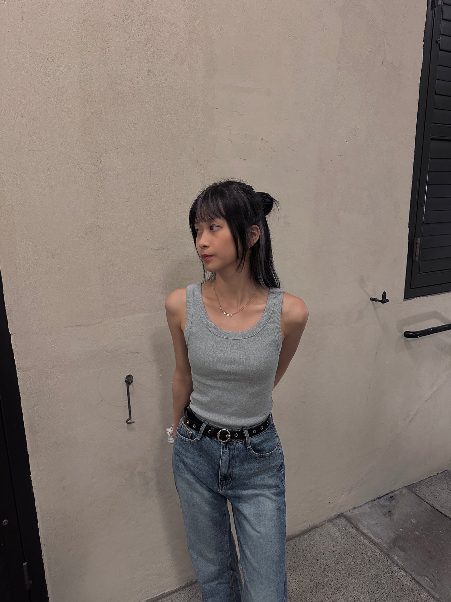 美式復古純色條紋背心