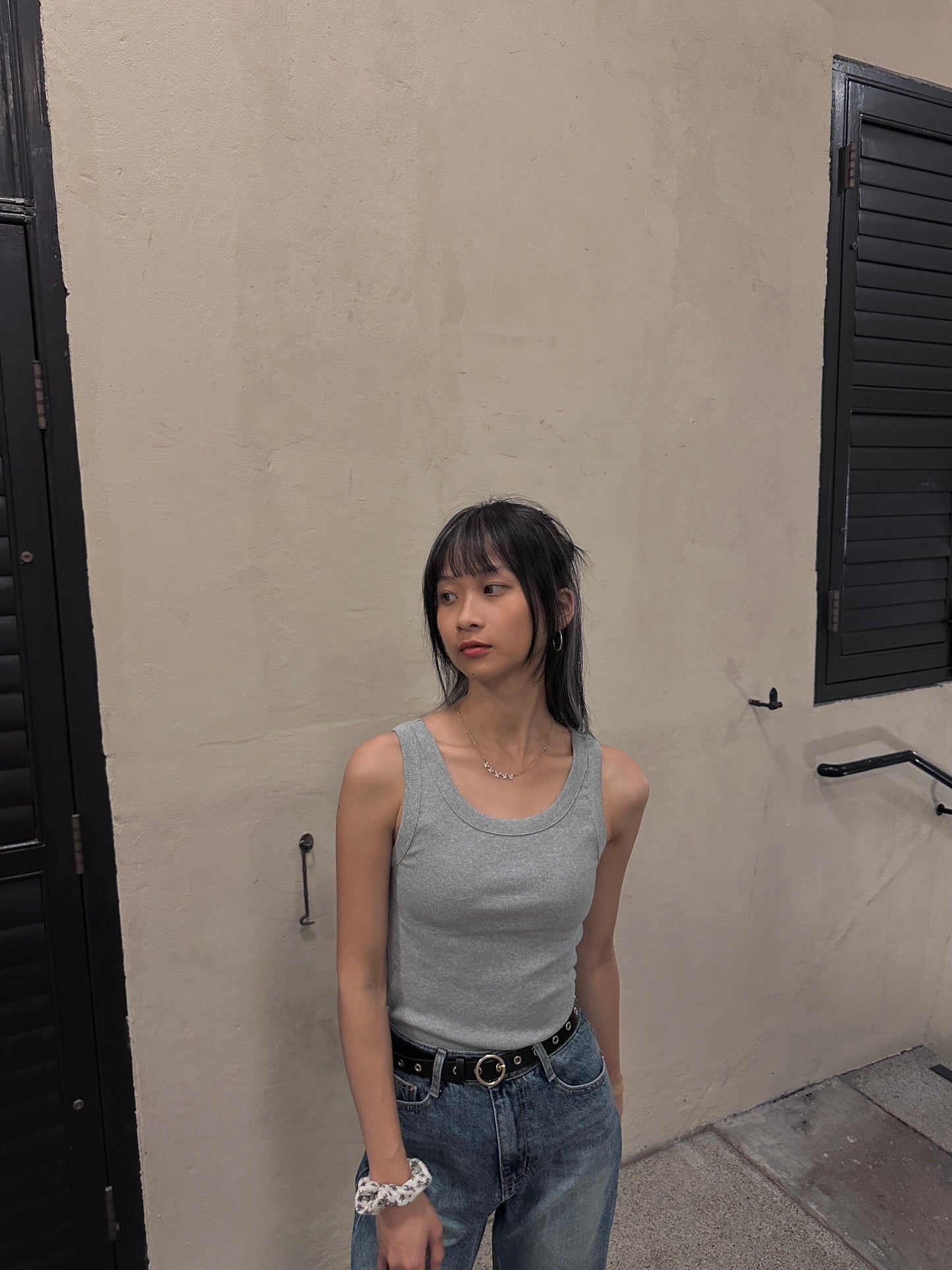 美式復古純色條紋背心