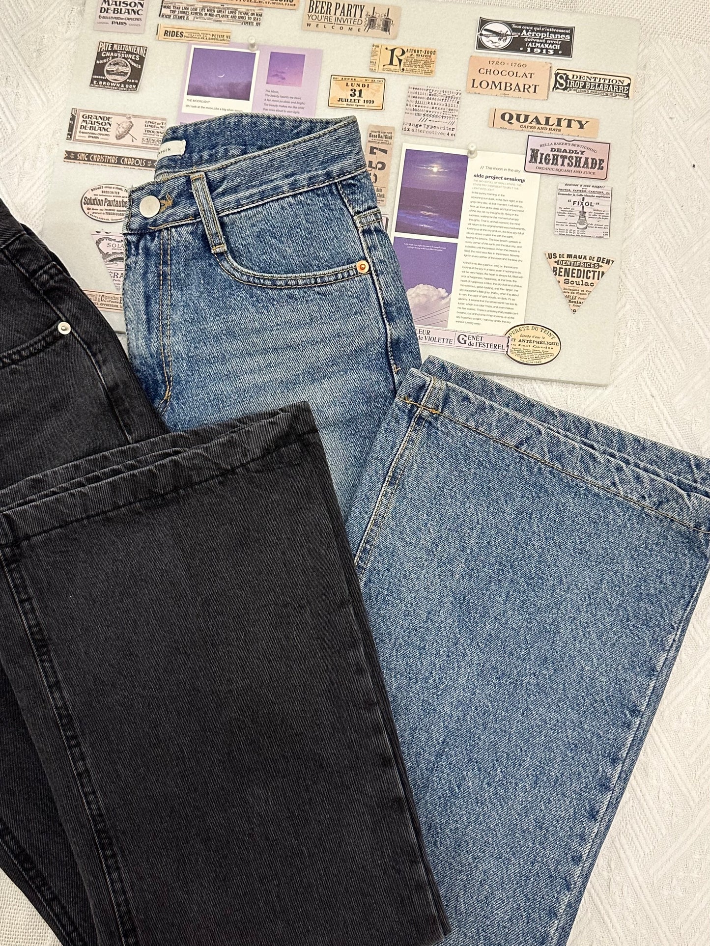 Micro-flare high-waist denim trousers