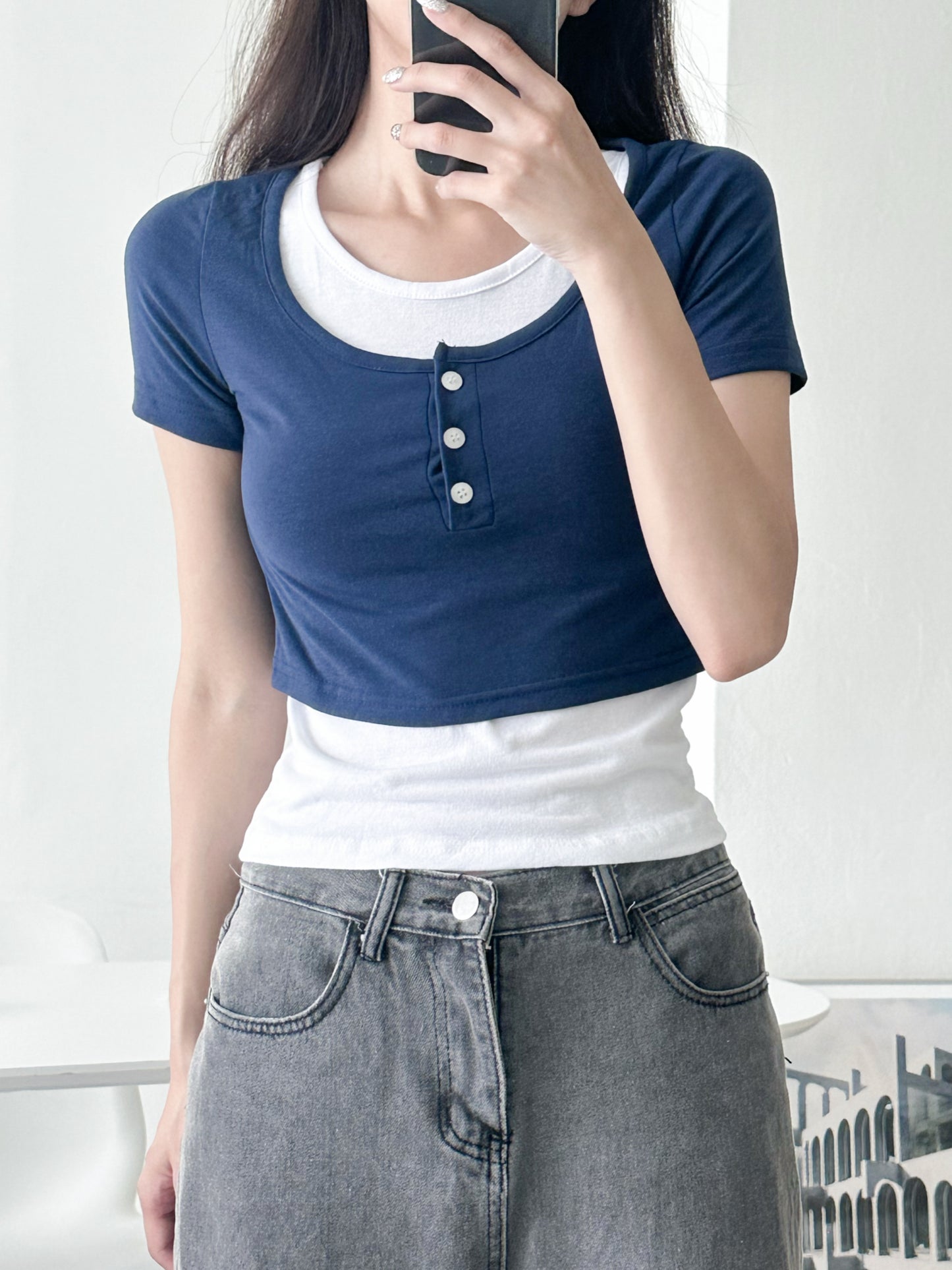 Two piece design short sleeves