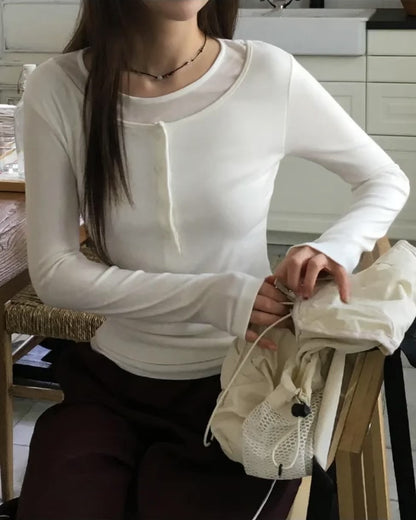 ［New-In］條紋假兩件上衣｜歐美簡約風｜著出高級感