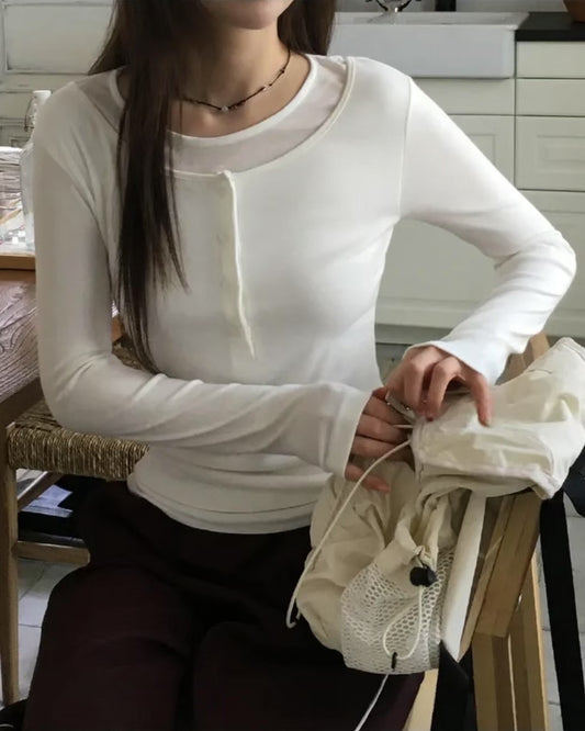 ［New-In］條紋假兩件上衣｜歐美簡約風｜著出高級感